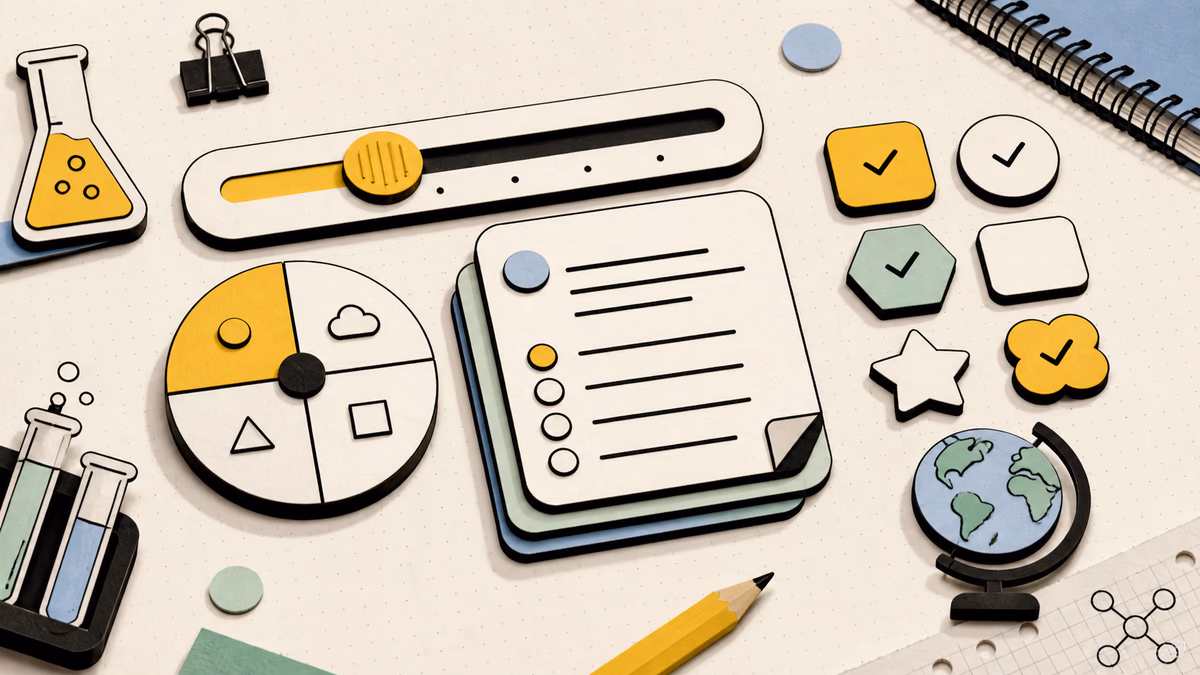 Visual quiz controls for question count, difficulty, formats, and language